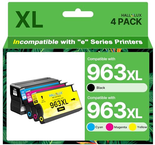 HALLOLUX 963XL Druckerpatronenronen Kompatibel für HP 963 XL für HP 963XL Multipack für HP OfficeJet Pro 9010 Patronen Officejet Pro 9012 9022 9020 9014 9019 9015 9025 9016 9013 9028 Druck (4er-Pack)