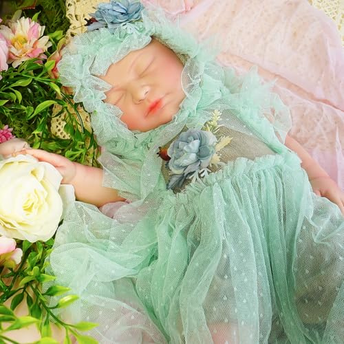 YaLuoQian GanzköRper Silikon Reborn Baby Puppe 52 cm Vollsilikon Baby MäDchen Handgemachte Realistische Wiedergeborene Puppe