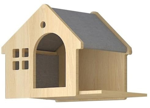 Flaroey Villa Cat Bed, Wall-Type Cat Bed, Small Solid Wood Cat Wall Shelf B