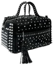 Rivet Umhängetasche Luxuriöse Designer-Handtasche for Damen mit Nieten und Diamanten, großes Fassungsvermögen, Reisetasche im Punk-Stil, Schultertasche(Black)