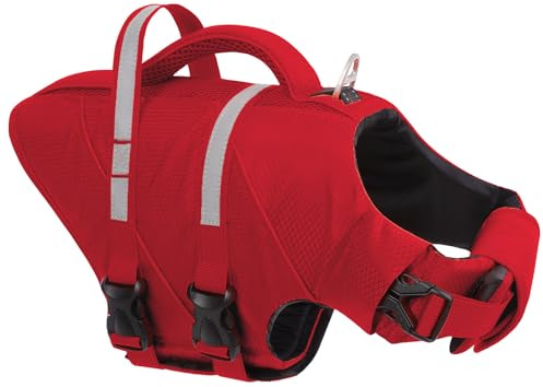 KONVINIT Schwimmweste Hund Rettungsweste aus Reißfestem Nylon & Mesh, Verstellbarer Komfortgurt mit Klickverschluss, Hoher Auftrieb & Rettungsgriff,Sicherheitsweste für Wasser
