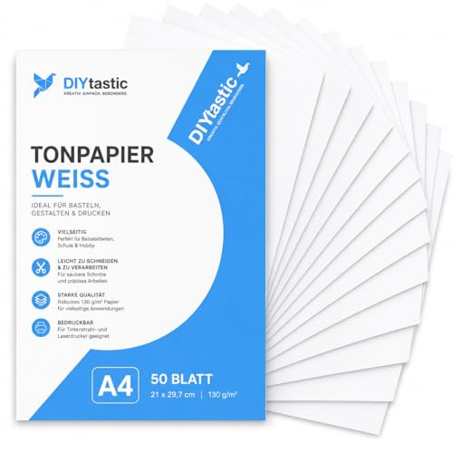 Lot de 100 feuilles de papier de couleur blanc - 170 g/m² - Papier de bricolage et papier coloré - Pour imprimante et bricolage - Carton de couleur (100 x papier de couleur blanc, 100)