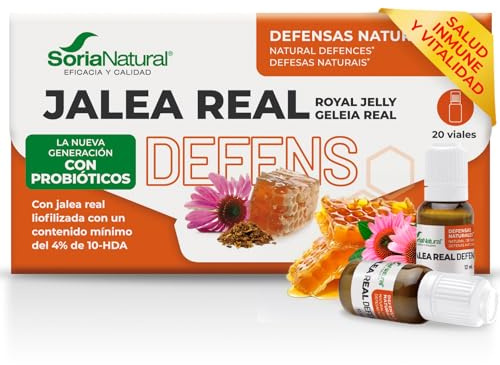 Jalea Real Defensas con equinácea, 20 viales, Soria Natural | Vitamina D3 y zinc - Probióticos y propóleo - Reishi, shiitake y maitake - Sistema inmunitario