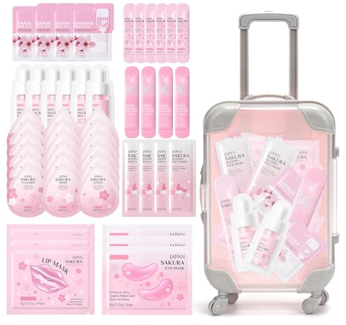 49PCS Sakura Skincare Set Sakura Gesichtspflege,mit Gesichtsreiniger,Lotion