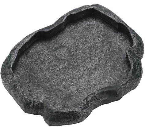 Generic Ciotola per Mangiatoia per Rettili Resistente Resina ABS per Tartaruga Lucertola - Design in Roccia Facile da Pulire per L'alimentazione Dell'acqua - Ideale per Rettili Domestici (M)