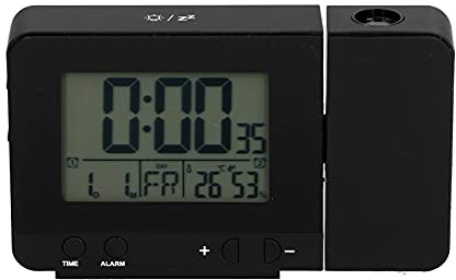 mingzhe Réveil à Projection Noir avec Variateur à 4 Niveaux, Rétro-éclairage, Port de Chargement USB, pour Chambre Coucher, Salon, Bureau