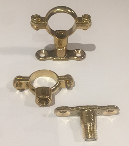 Brass Munsen Ring Pipe Clip (22mm) & Backplate M10 Thread - Pack of 2 Rings & 2 Back Plates