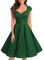 Bbonlinedress Robe Femme de Cocktail Vintage Rockabilly Robe plissée au Genou sans Manches col carré Rétro, Vert, 3XL