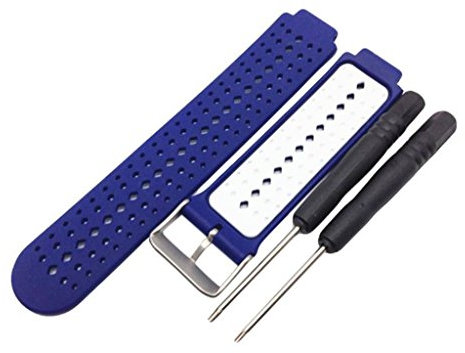Happyit 22 mm Uhrenarmband für Garmin Forerunner 235 Smart Wacth Ersatzarmband Sport Soft Silikon Armband Strap Band mit Install Tools (Blau + Weiß)