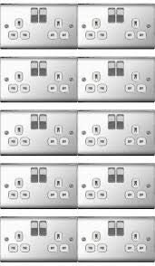 10 x Nexus Metal NPC22W - Polished Chrome Double Socket 2 Gang 13 Amp