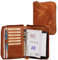 ALMADIH Leder A6 Organizer mit Reißverschluss Kalender 2025 Notizblock Premium Rindsleder Braun Deluxe Geschenkbox Ledermappe Mappe Schreibmappe Terminplaner Terminkalender Aktenmappe (A6-O-BD)