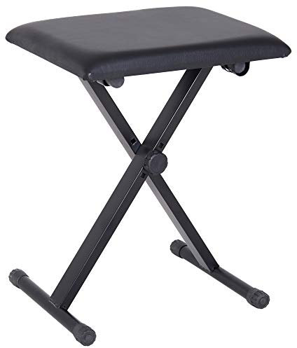 HOMCOM Panca per Pianoforte Imbottita Altezza Regolabile Pieghevole Antiscivolo, Nero, 39x29x47cm