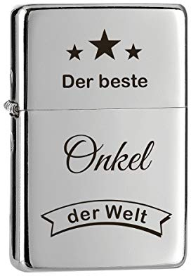 polar-effekt Sturmfeuerzeug mit Gravur Chrom Optik | Der Beste Onkel der Welt | Benzinfeuerzeug mit Geschenk Etui - Feuerzeug als Geburtstagsgeschenk für Onkels - Vatertag
