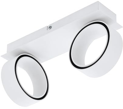 EGLO LED Deckenlampe Albariza, Spot Deckenleuchte aus Metall in weiß, Wohnzimmerlampe mit 2 Deckenspots, Deckenstrahler für Wohnzimmer, Küche und Flur, warmweiß