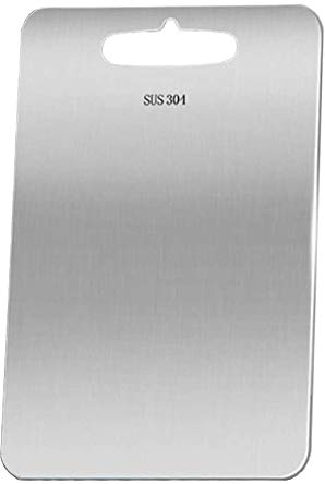 Stainless Steel Chopping Board, zosenda Double Sided Mold-Free Cutting Board, Durable Odour Resistant Household Kitchen Chopping Block Simple Kitchen Server (24 x 15 cm)