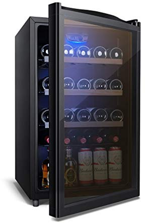 MYYINGELE Service Cave à Vin Réfrigérée 150L 25 Bouteilles, Contrôle de Température Mécanique de 8° C à 22° C Etagères Bois Ecran LED Tactile Facile à Nettoyer Silencieuse