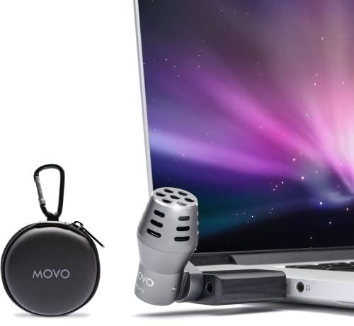 Movo Mini micro omnidirectionnel USB pour ordinateur portable avec adaptateur USB compatible avec ordinateur portable, PC et Mac, podcasting, jeux, travail à distance, conférence, livestream