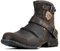 OSSTONE Herren Leder chukkastiefel Worker Biker Boots-Motorrad-Leder-Schuhe für reißverschluss Schnürstiefeletten Boots 5008-1-D Dunkel Braun 11.5