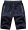JustSun Kurze Hosen Herren Shorts Sommer Kurze Jogginghose Baumwolle Sweat Sport Shorts mit Reißverschluss Blau 3XL
