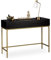 Relaxdays Konsolentisch, 2 Schubladen, Sideboard Flur, Wohnzimmer, Ablagetisch Holzoptik, HBT 80x110x40 cm, schwarz/gold