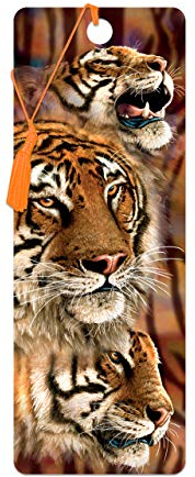 3D LiveLife Lesezeichen - Tigerstreifen von Deluxebase. Ein Tiger-Lesezeichen mit linsenförmigen 3D-Kunstwerken, lizenziert von dem bekannten Künstler Steven Michael Gardner
