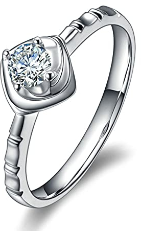 Beydodo Ring Damen 950 Platin, Eheringe und Trauringe Solitär 4-Steg-Krappenfassung mit Diamant 0.2ct Verlobung Ringe Gr.63 (20.1)