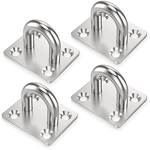 everlar® Premium Augplatte Edelstahl A2 I 4 STK. I Wandöse 30x35 I Augplatten mit Öse für zahlreiche Anwendungsbereiche I Witterungsbeständige Augenplatte