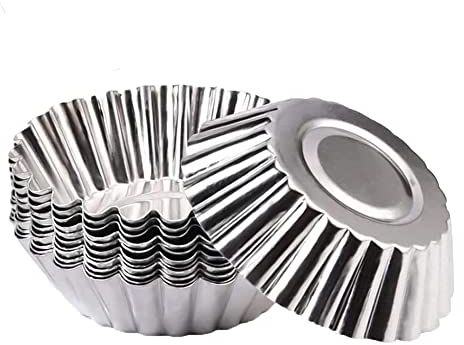 20 Pièces Mini Moule à Quiche, Moule à Tarte aux Oeufs, Moule à Tartelettes, Gobelet Réutilisable Antiadhésif et Résistant à la Chaleur, Pour la Cuisson de Tartes, Muffins et Petits Gâteaux, Argent