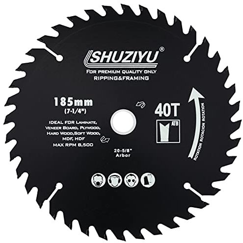 LSHUZIYU. 185mm-40T, Foro Centrale 20mm Con Rondella Da 15.88mm. Lama Per Sega Circolare Per La Lavorazione Del Legno.
