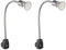 ledscom.de 2 Stück Steckdosenlampe LESCH Leselampe Schwanenhals, Schalter, chrom/schwarz + LED Lampe 227lm warm-weiß