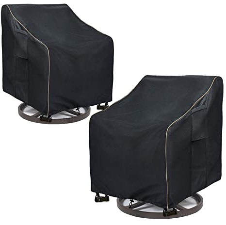 LSongSKY Outdoor-Stuhlhussen für Drehstuhl, wasserdicht, strapazierfähig, für Gartenmöbel, 76,2 x 86,4 x 98,5 cm, schwarz, 2 Stück