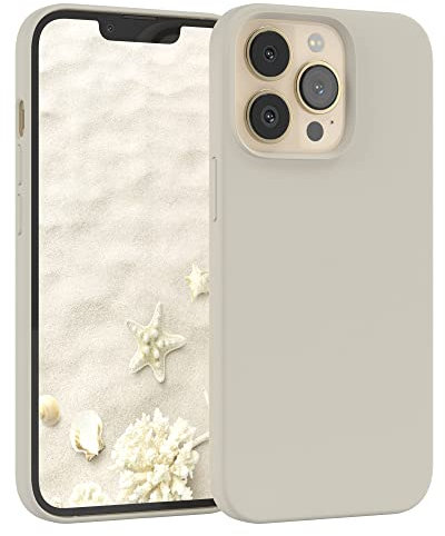 EAZY CASE Premium Silikon Handyhülle kompatibel mit iPhone 13 Pro, Slimcover mit Kameraschutz und Innenfutter, Silikonhülle, Schutzhülle, Bumper, Handy Case, Hülle, Softcase, Taupe