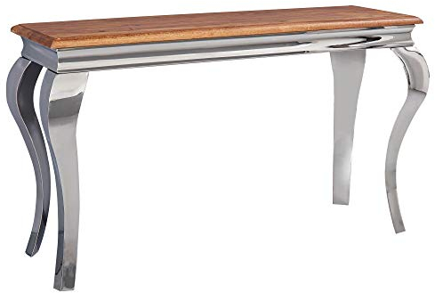 möbelando Konsolentisch Sheesham Massivholz/Metall 130x76,5x42 cm Flurtisch | Design Wohnzimmertisch Schmal | Anrichte Schreibtisch Modern