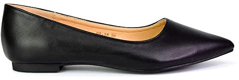 ESSEX GLAM Womens Slip On Pumps Ladies Flat Pointed Toe Casual Work Ballet Shoes 3-8