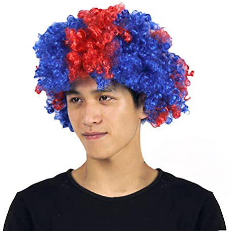 YuanDiann 2022 Katar Fußball Weltmeisterschaft Fans Perücke Lockenperücke Farben der Nationalflagge World Cup Karneval Party Cosplay Halloweenperücke Australien