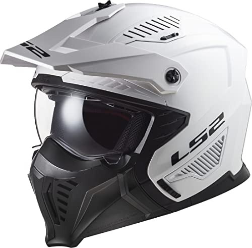 LS2 Motorcycle Helmet OF606 DRIFTER - Solid White - Open Faced With Removable Mask Motorbike Helmet (XXL) 63-64cm