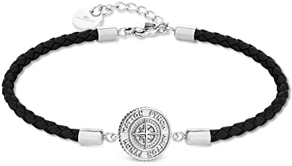 Fynch-Hatton Leder Armband mit Northstar Mittelteil aus Edelstahl