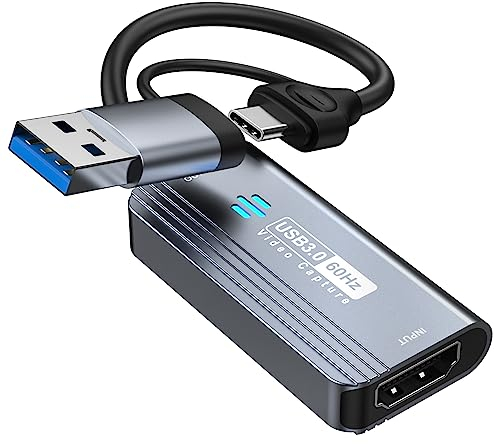 capturadora Video Papeaso, capturadora 4K HDMI a USB/USB C 3.0, Dispositivo de Captura de Video 1080P 60FPS, para transmisión, enseñanza, Juegos, videoconferencia o transmisión en Vivo