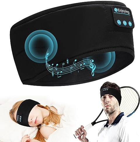 Cuffie per Dormire Fascia Bluetooth Maschera per Dormire con Cuffie, Fascia Sportiva Bluetooth 5.0 Cuffie con Ultra Sottili HD Stereo Altoparlanti, Cuffie Bluetooth per dormiente laterale viaggio yoga