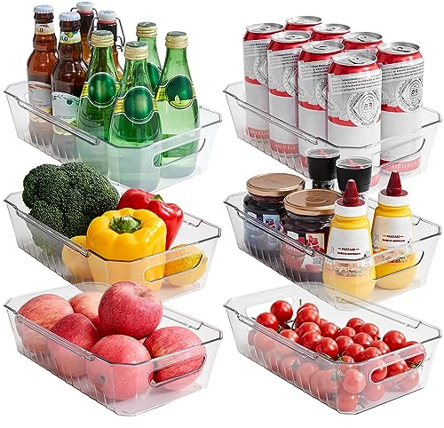 Lifewit Fridge Organisers, Set of 6 Clear Multipurpose Storage Containers for Fridge Cupboard Pantry Freezer, Kitchen Storage and Organisation, BPA Free