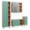 Vicco Badmöbel-Set Rudi, Badezimmerschrank-Set, Mintgrün/Eiche, 4 Teile, mit Hochschrank