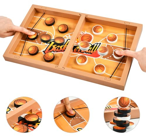 Hockey Brettspiel, 2 in 1 Tischhockey Katapult Brettspiel, Eltern-Kind Interaktion Fast Sling Puck Game, Tisch-Desktop-Partyspiele, Bouncing Brettspiel für Kinder ab 6 Jahren und Erwachsene