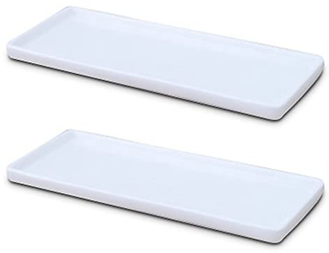 VENEKA 2X Rechteckige Keramik Schale Platte WeißEs Porzellan Rechteckige Platte Mund Wasser Tasse Tablett Badezimmer