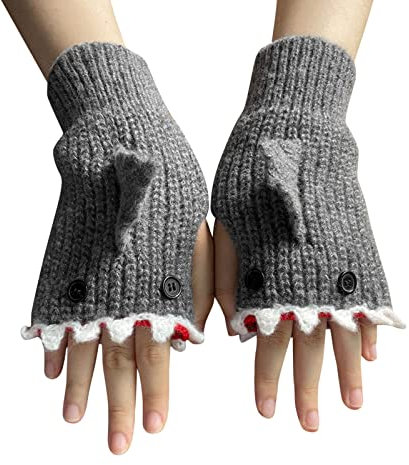 TDEOK Bauchtanz Kostüm Damen Kleid Herbst-Winter-Handschuhe für Damen Retro-Häkelhandschuhe Armstulpen (Gray, One Size)