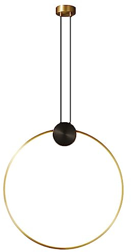MODEBHD Goldene Pendelleuchte, kleine Ring-Pendelleuchte mit Messingschirm, hochwertige goldene Messing-Ringleuchte für Kücheninsel, Café, Pendelleuchte, 1 Anhänger