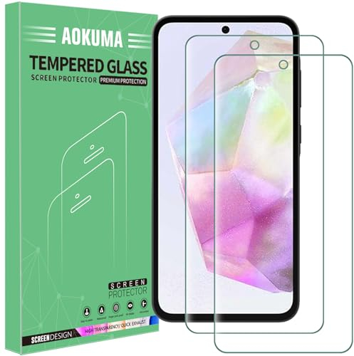 Verre Trempé compatible Samsung Galaxy A35 5G, AOKUMA [Lot de 2] Protection d'écran Pour Samsung A35 5G [0.26mm] [Extrêmement résistant aux rayures] [Haute définition] [Facile à installer]