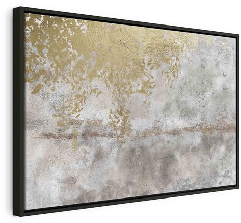 B&D XXL Bilder mit Rahmen 120x80 cm Wandbilder groß Leinwandbild XXL schwarzer Holzrahmen modern Wanddekoration Kunstdruck Wanddeko Wohnzimmer Schlafzimmer Abstrakte Landschaft Natur Vögel
