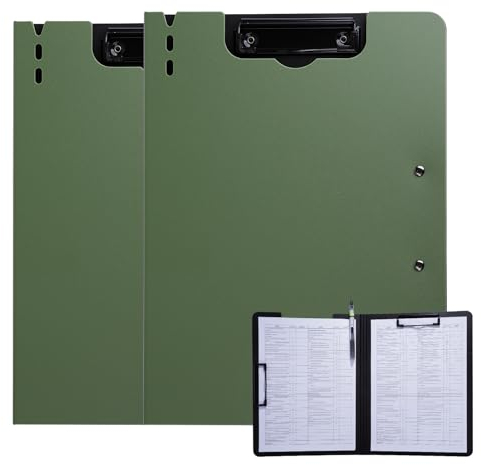 FRETONBA Klemmbrett a4, Schreibmappe 2er Pack Klemmbrett mit deckel, Klemmbrettmappe mit 2 Klemmen, Schreibbrett für Büro/Baustelle/Schule Clipboard Folder Grün