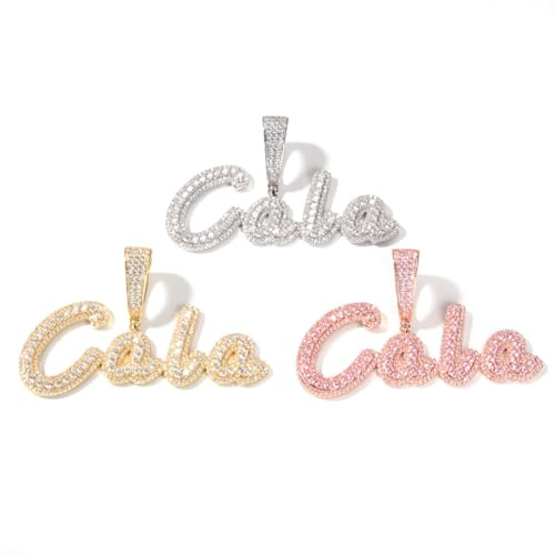 Iced Out benutzerdefinierte Namen Halskette personalisierte Anfangsbuchstabe Anhänger Hip Hop A-Z Namensschild Buchstaben Anhänger Charms Schmuck mit Seil Kette/Tennis Kette für Männer Frauen