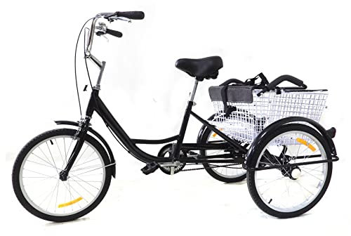 Queeucaer 20 Erwachsene Dreirad, 3 Räder Fahrrad,EIN-Gang Faltdreirad ModellFolding Tricycle Fahrrad,für Städte, Fahrradwege und Verschiedene Straßen, Räder,mit Kindersitz (schwarz)